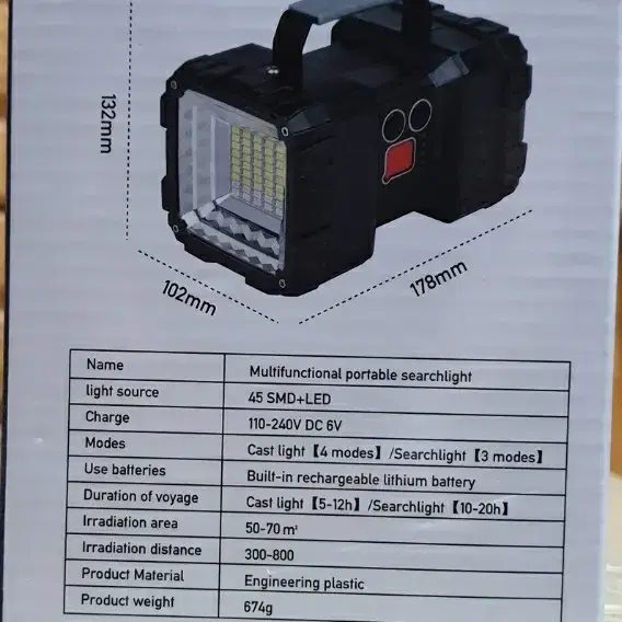 양면 Multifunctional Portable Searchlight