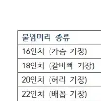 붙임머리 20인치 흑발 125가닥