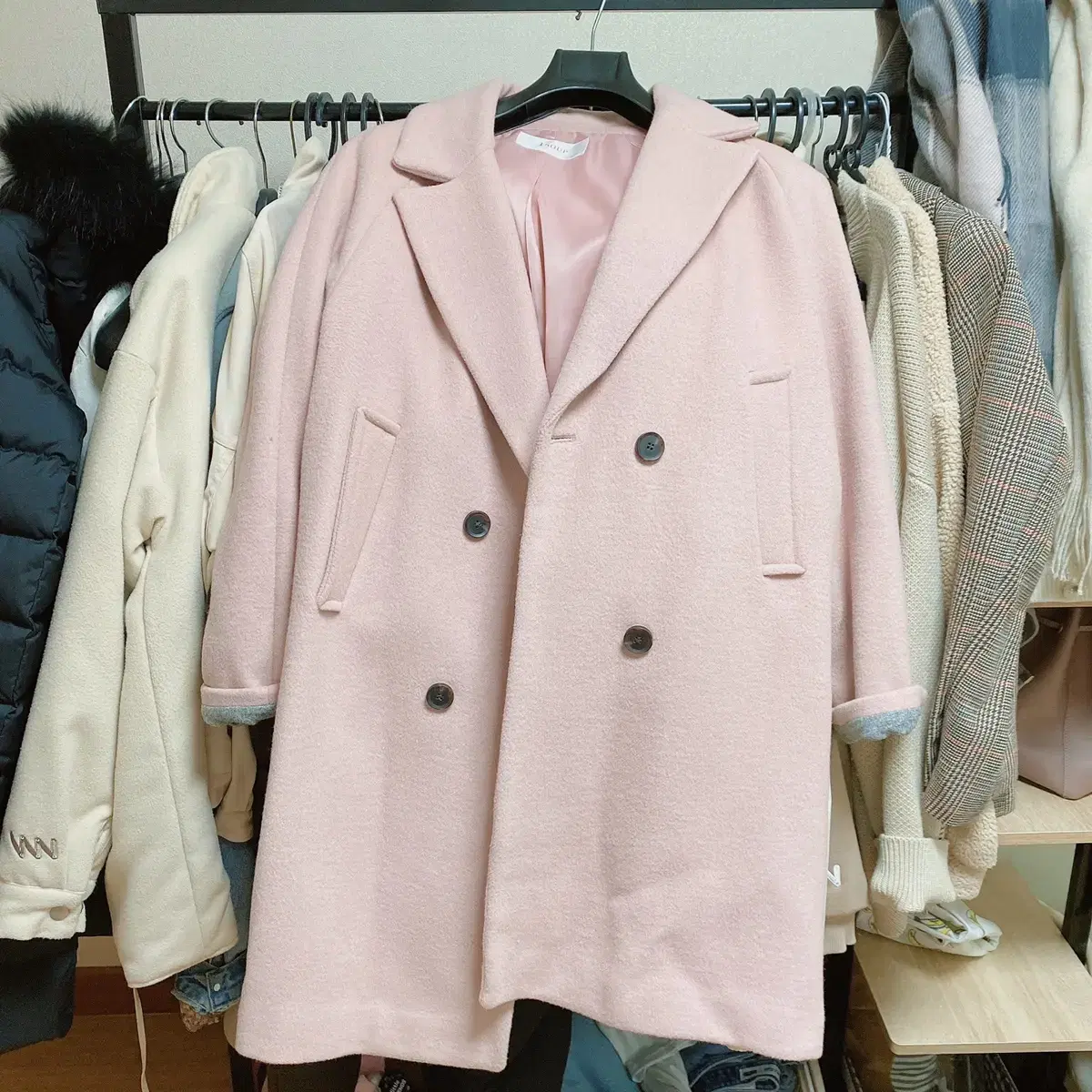 soup pink coat (raglan boxy double coat)