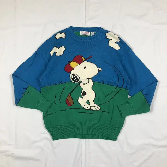 80-90s 스누피 snoopy 카툰 올프린트 니트 스웨터