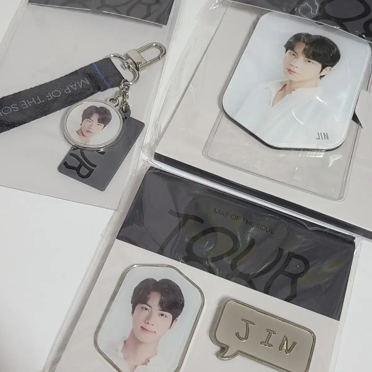 BTS Seokjin Mapsolcon JIN Lanyard Photo Badge Set keyring WTS