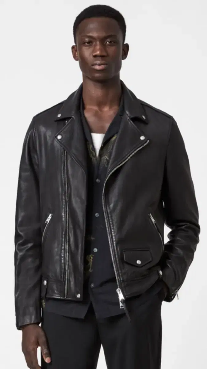 All Saints Milo Biker Leather Jacket L New