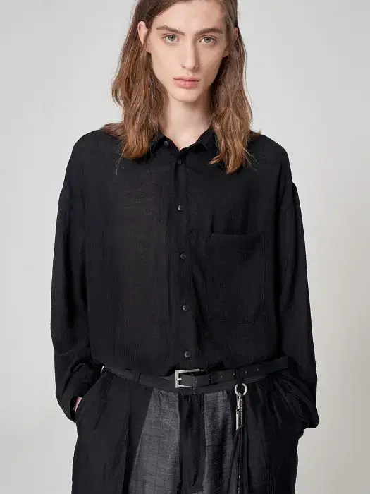 Neuer Linkle Seersucker Long Shirt Black 50