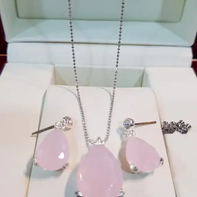 Rose Water Opal 셋팅 목걸이 와 귀걸이 셋트 악세사리