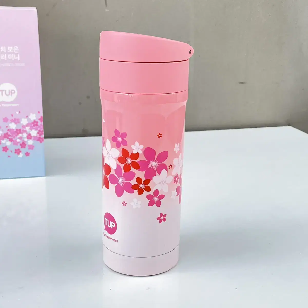 새상품 타파웨어 원터치 보온 텀블러 미니 300ml 캔디 핑크 색상