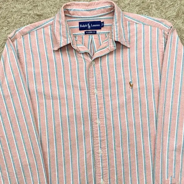 Men's Polo Ralph Lauren Long Sleeve Striped Shirt Peach M