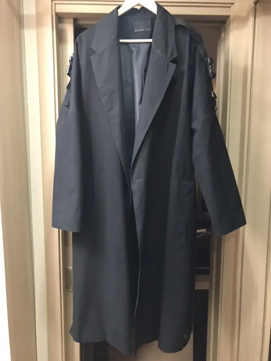 Black Label Techwear Style Black Trench Coat for Sale