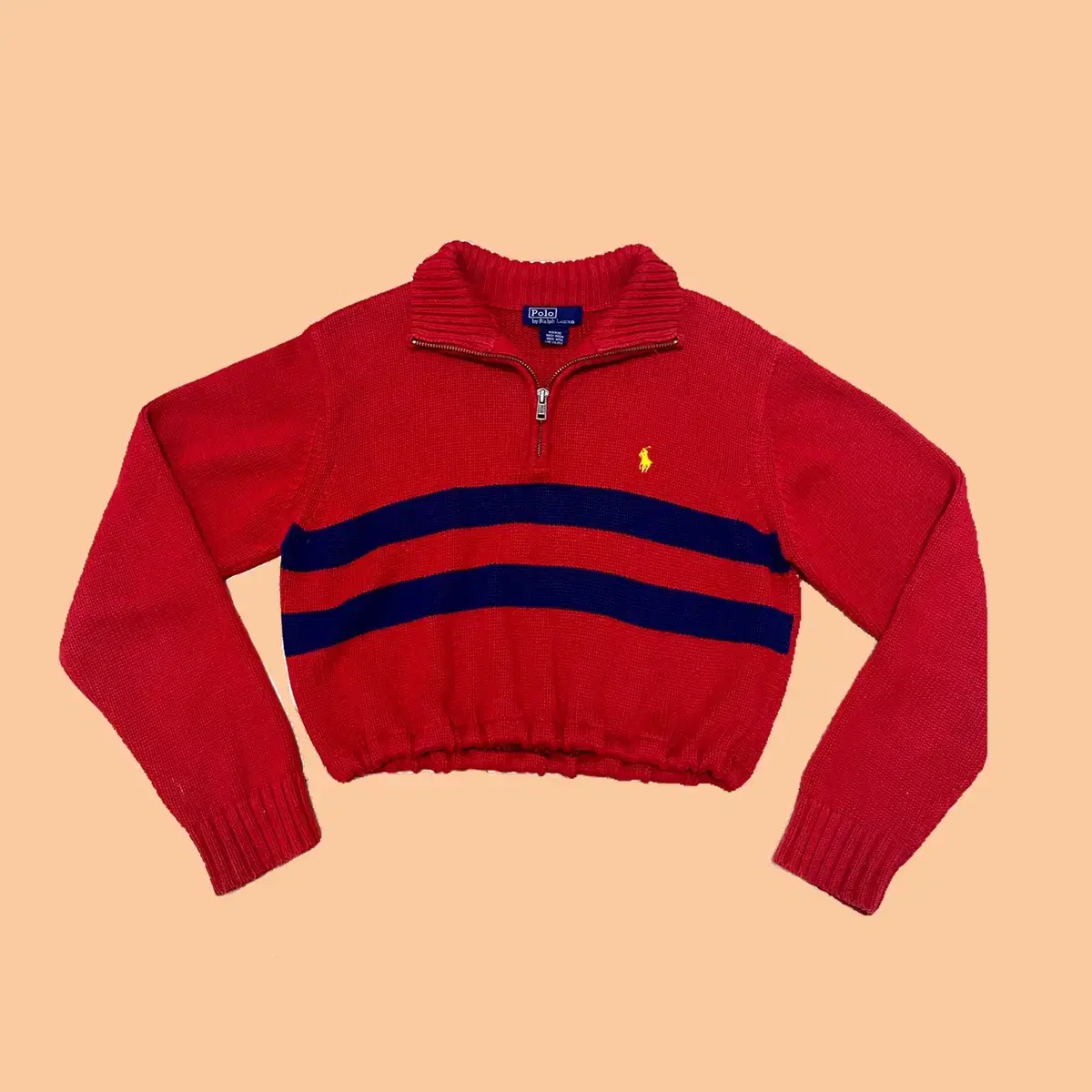 [Price cut until this week] Vintage old school polo cropped knit zip-up to sell