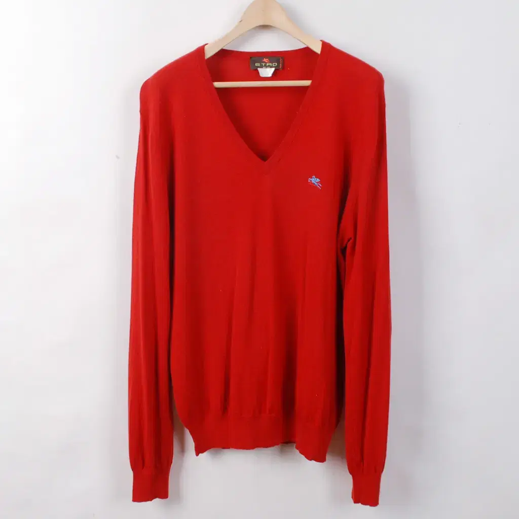 Etro Genuine Logo Embroidered Cashmere V-Neck Knit Size XL