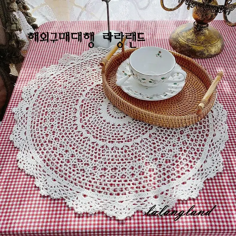 (새제품) 크로쉐 테이블매트(지름 40cm) 