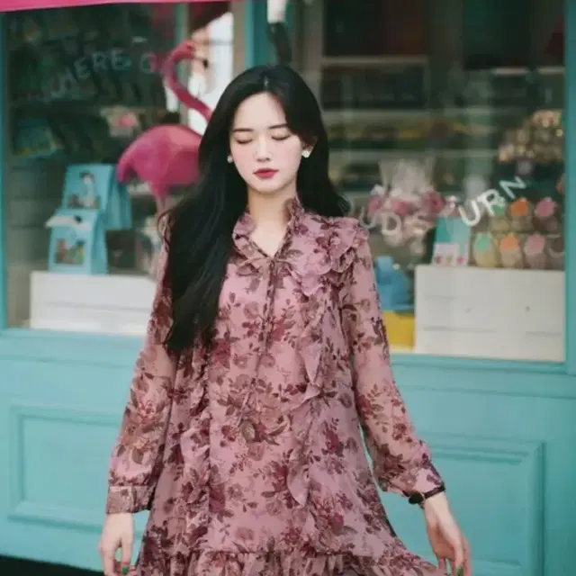 (무배)밀크코코아 vintage pink floral dress