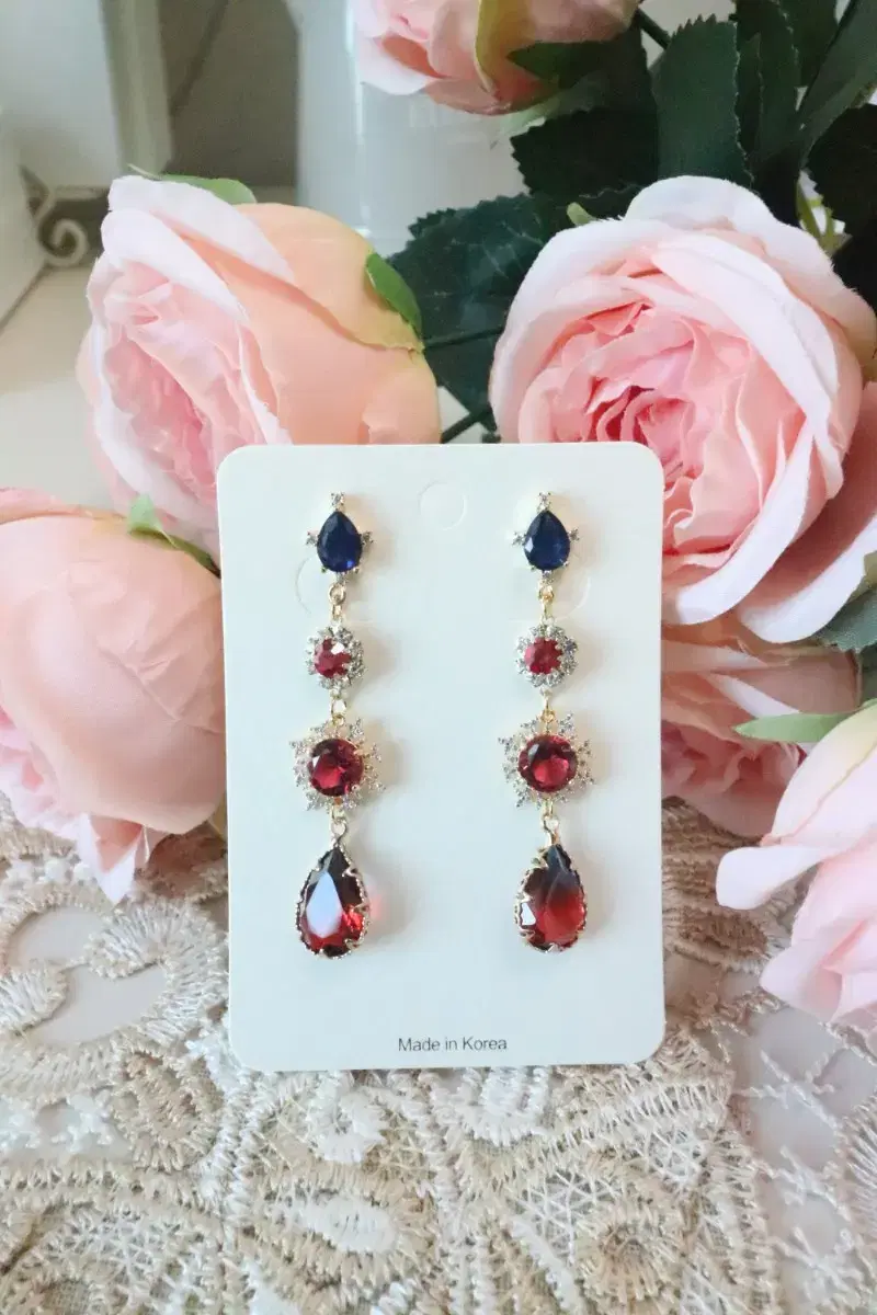 (Handmade) Red Ocean Earrings