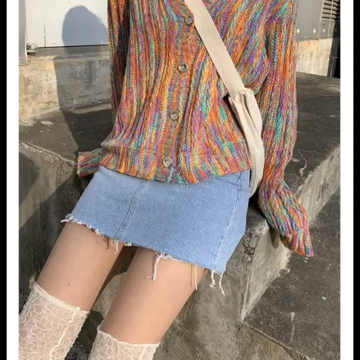 아쿠비클럽 믹스 컬러 가디건 mix color cardigan