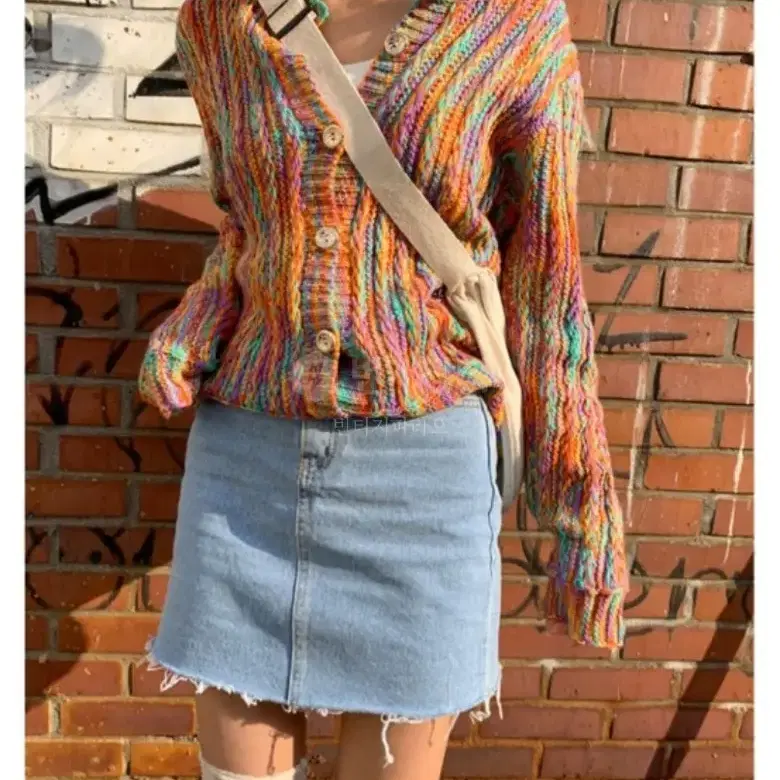 아쿠비클럽 믹스 컬러 가디건 mix color cardigan