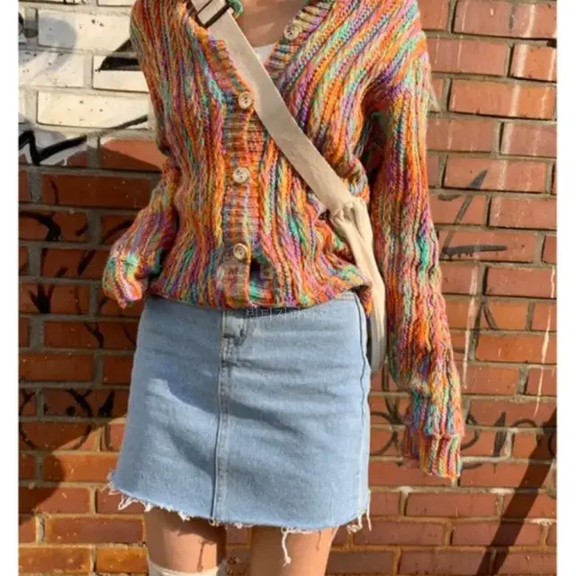 아쿠비클럽 믹스 컬러 가디건 mix color cardigan