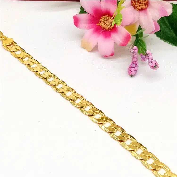 NEW 18K GF 6mm 팔찌 21cm 골드 금 스테인레스 체인 생일