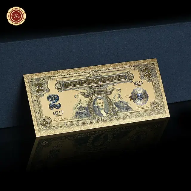 NEW 1899 2달러 금 24K GP 기념용 수집 황금 지폐 화폐 선물