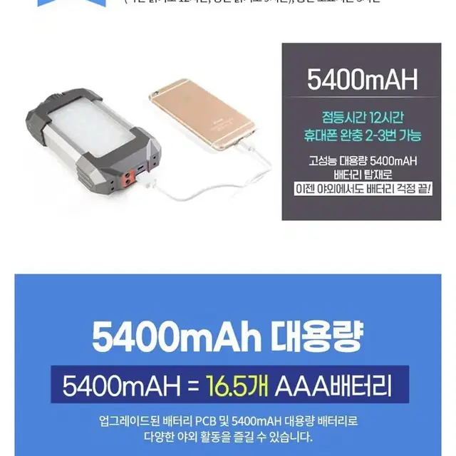 (무료배송) 충전 랜턴 보조배터리 캠핑 랜턴