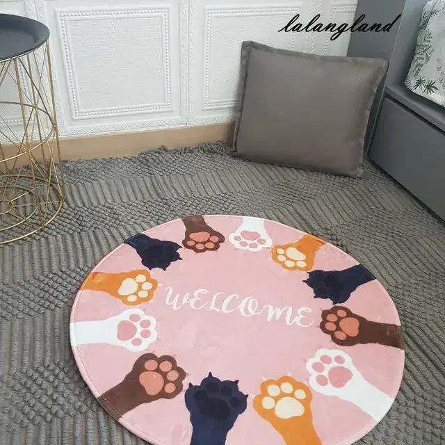 북유럽풍 PINK WELCOME 원형러그(60*60)