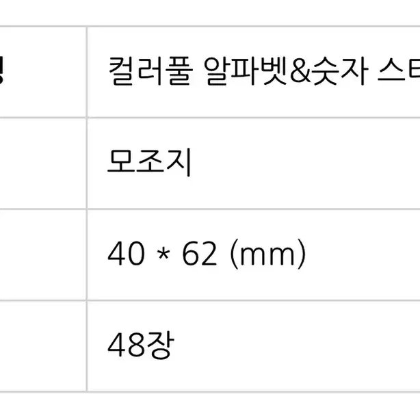 컬러풀 알파벳&숫자 스티커 팩 4종