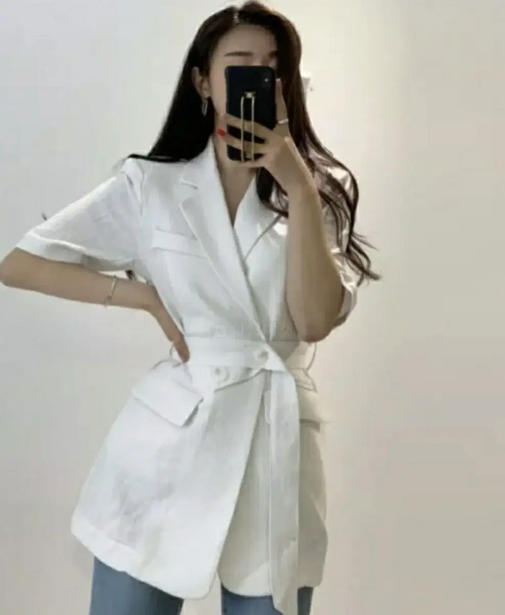 Short-sleeved jacket Women's loose-fit jacket Belted short-sleeved jacket Summer jacket