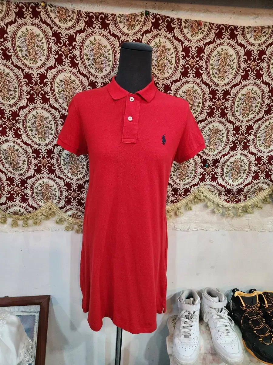 폴로 랄프로렌 메쉬 미니 레드 반팔 pk 원피스 polo dress