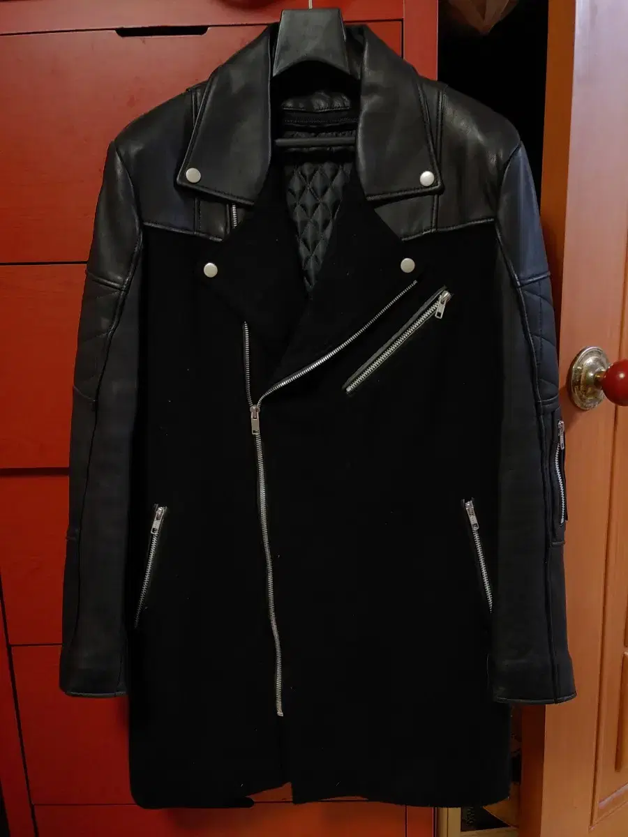 [editorial shop] leather rider wool coat