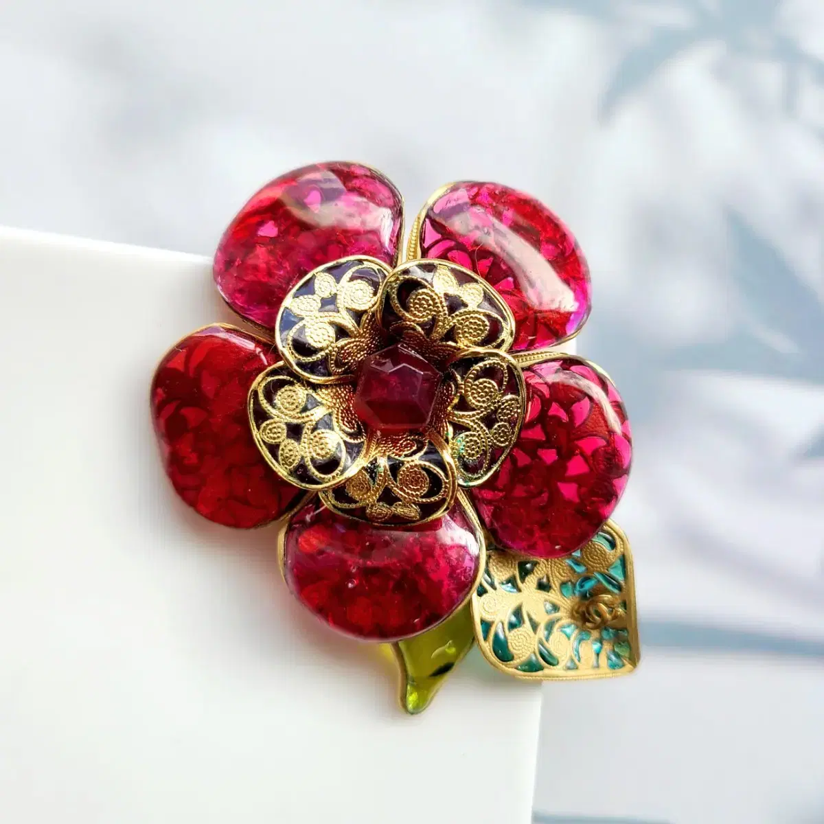 Chanel Gripoix Camellia Brooch