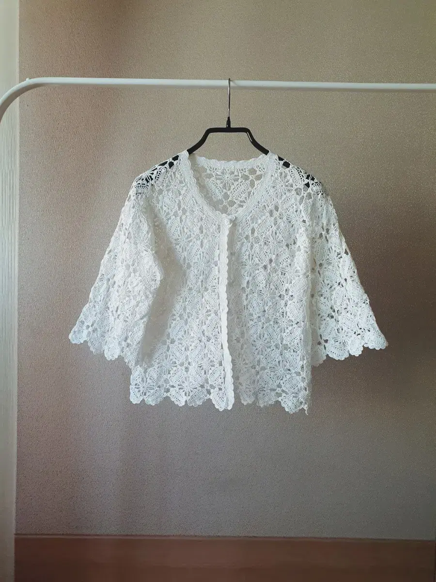 Pure White 5-Part Crochet Cardigan