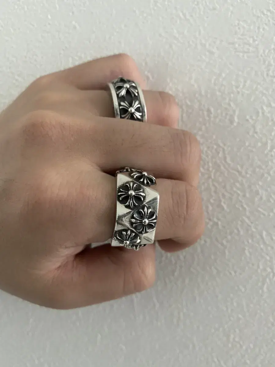 Two chrome hearts rings