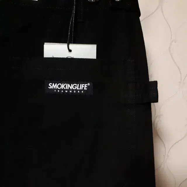 32/SMOKINGLIFE 블랙 봄가을 루즈핏면바지/32-692