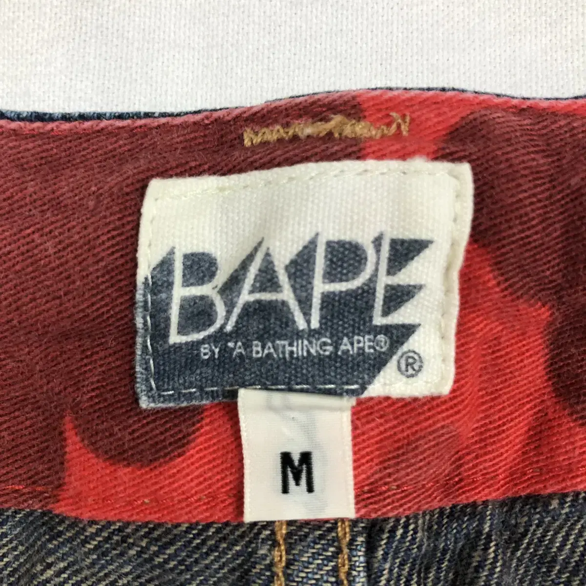 2006년도 베이프 bape og college 로고 프린트 데님 반바지