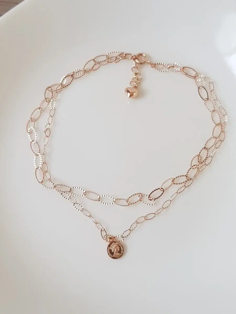 14k 18k oval cutting two-line coin anklet