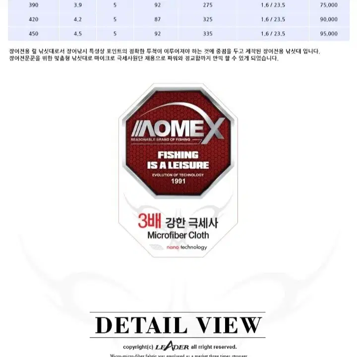 장어전용 레벤톤 3,6m  새제품