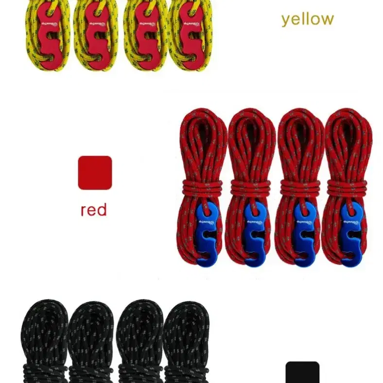 캠핑용 야광반사  로프 스트링 타프 끈 4m*4ea(새제품