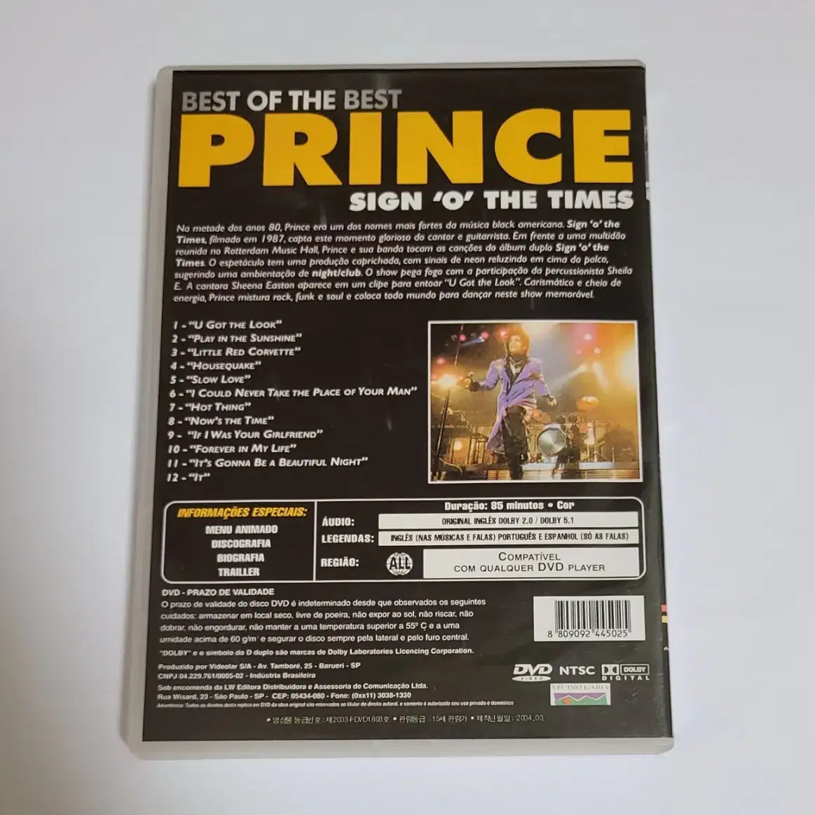 Prince 프린스 Sign O' The Times 디비디 DVD 콘서트