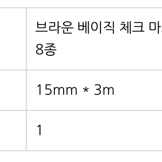 브라운 베이직 체크 마스킹테이프 8종