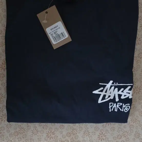 stussy paris navy 스투시 파리 네이비 반필 티셔츠 xl l