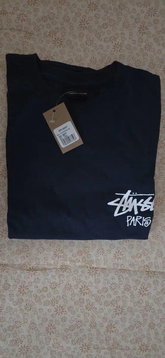 stussy paris navy 스투시 파리 네이비 반필 티셔츠 xl l