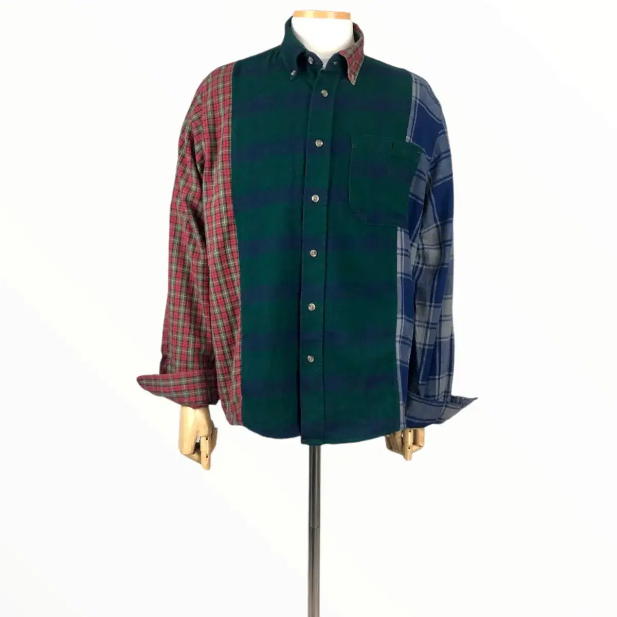 vintageshirtrebuildshirtremakeshirtflannelshirtpatchworkcheckshirtcustomshirt