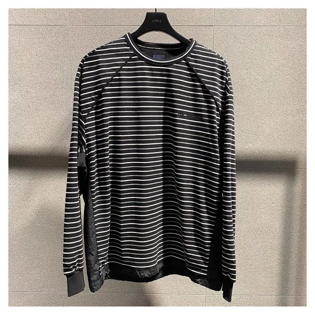 (M) Junji juunj / Nylon Colorblocked String Stripe Long Sleeve