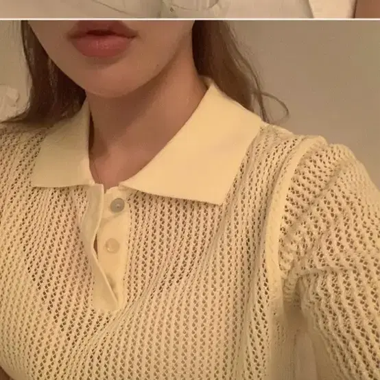 [새제품]니어웨어 unusually net collar knit 옐로우