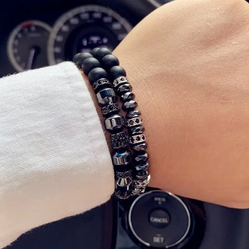 Desir luxury stone men bracelet gemstone lucky bracelet onyx hematite