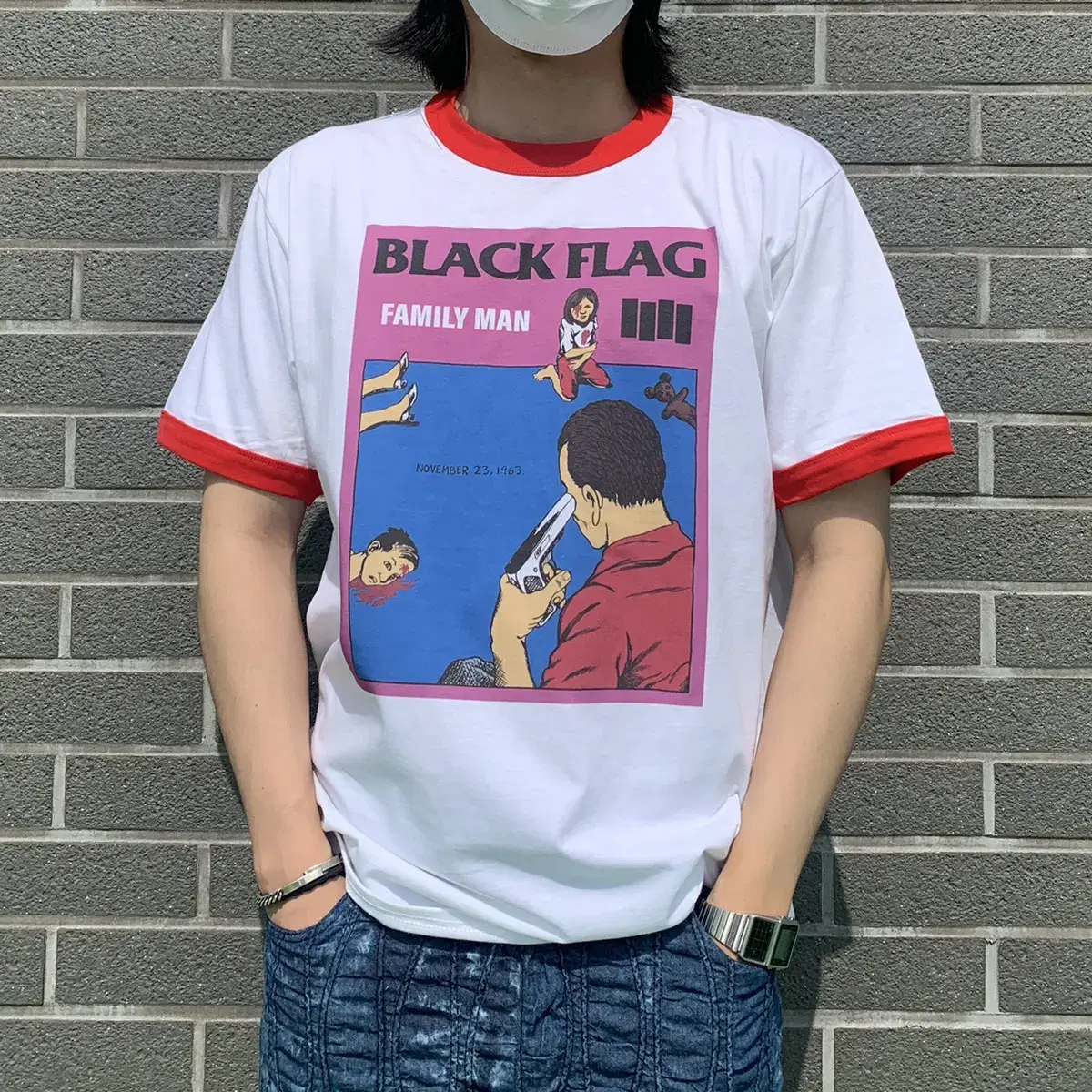 Black flag 블랙플래그 밴드 패밀리맨 링거 티셔츠(새상품)