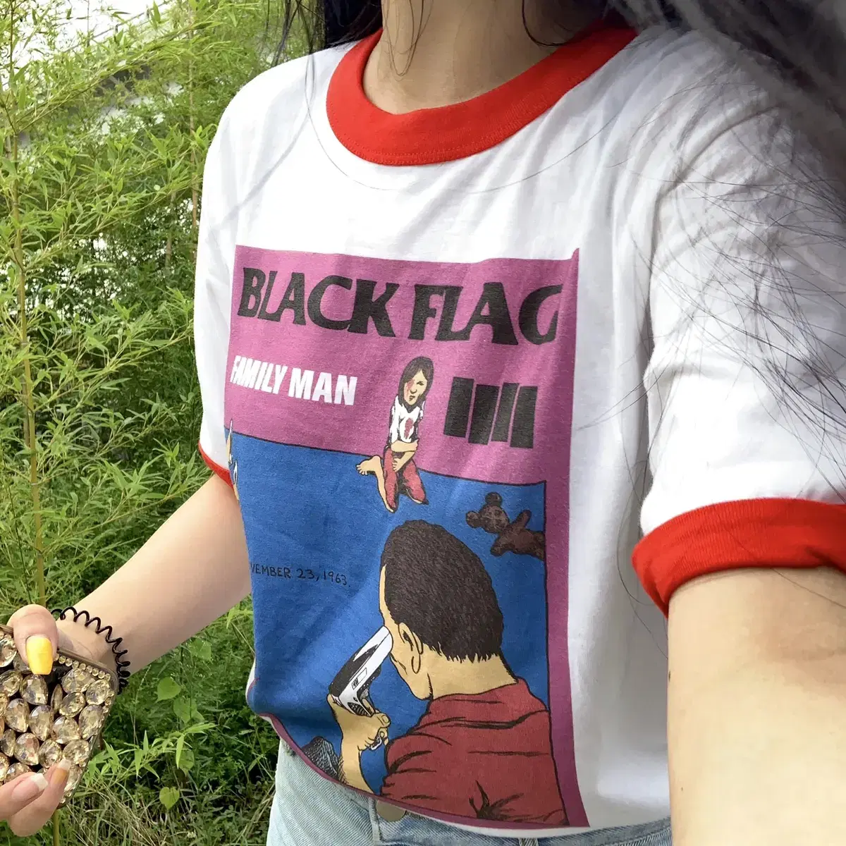 Black flag 블랙플래그 밴드 패밀리맨 링거 티셔츠(새상품)