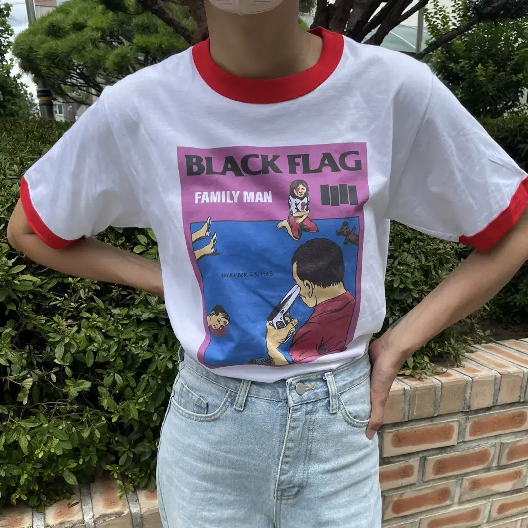 Black flag 블랙플래그 밴드 패밀리맨 링거 티셔츠(새상품)