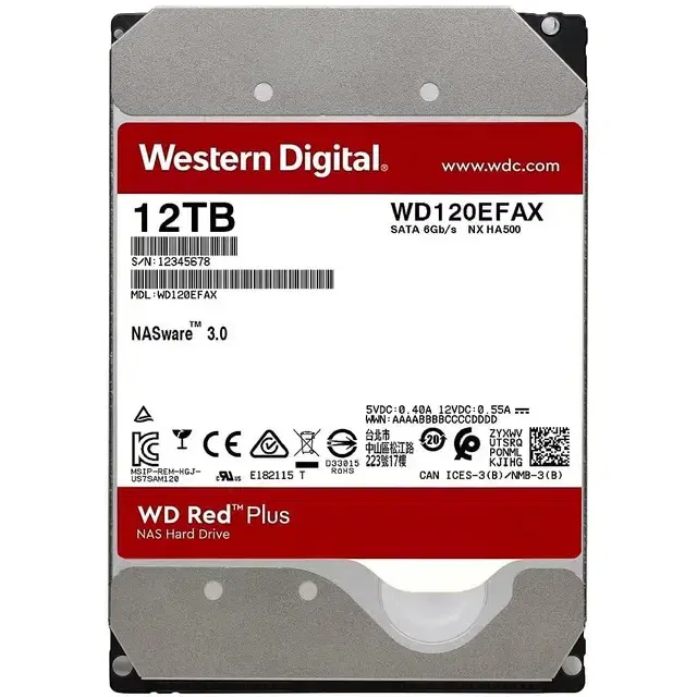 WD 레드 플러스 12테라 하드디스크 RED Plus 12TB NAS 등