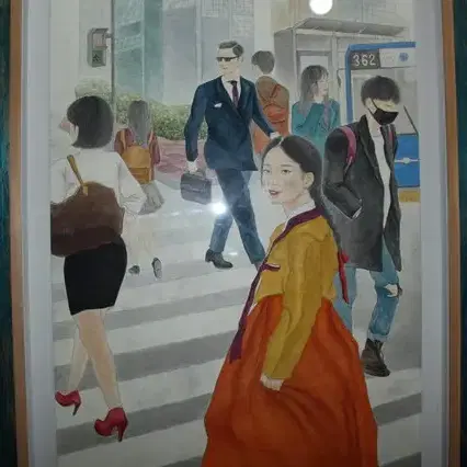 (대형) 한복입은 도시여인 그림 인물화 사실화 작품