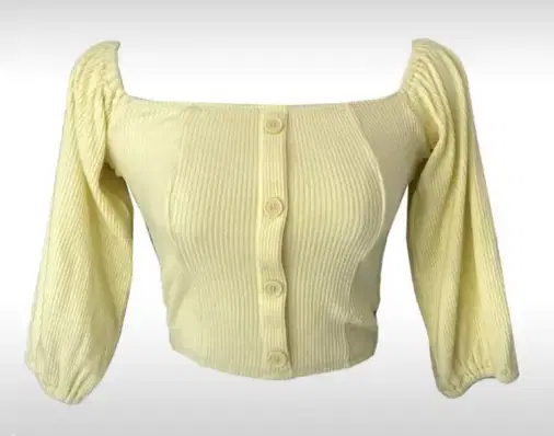 Pale jade os ribbed top blouse lemon color