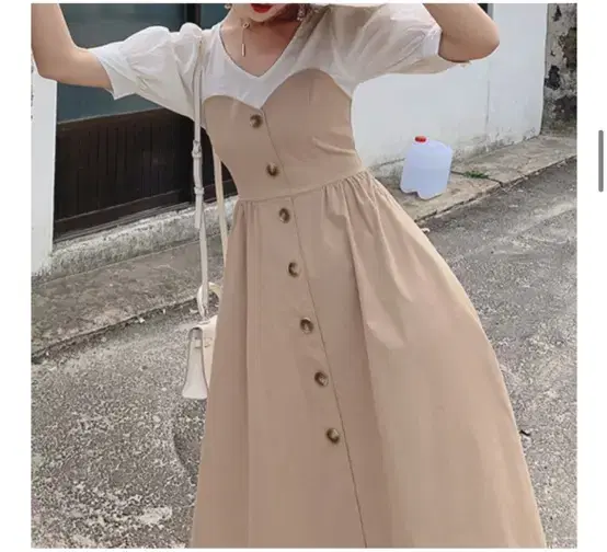 Heart-neck Trench Puff Long ONEPIECE